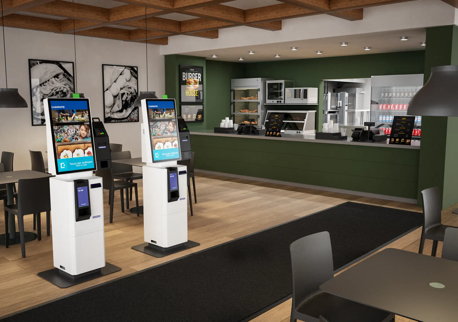 Bornes VisualPay dans un restaurant rapide